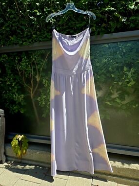 Gypsy 05 SILK Lavender Maxi Dress with Pale Yellow Accents